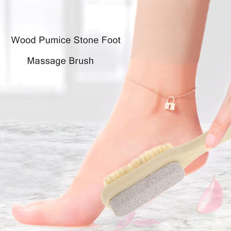 Wood Pumice Stone Foot Massage Brush Feet Exfoliating Remover Scrubber Tool