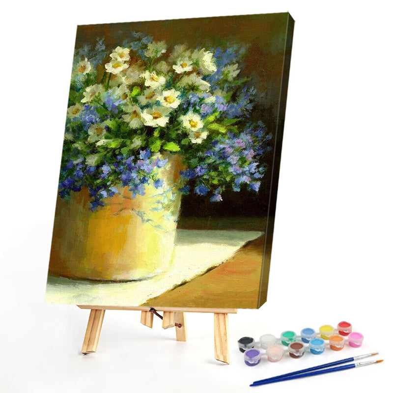 Flowers Oil Paint By Numbers Kits for Adults Children Hand Painted Wall Art Vase