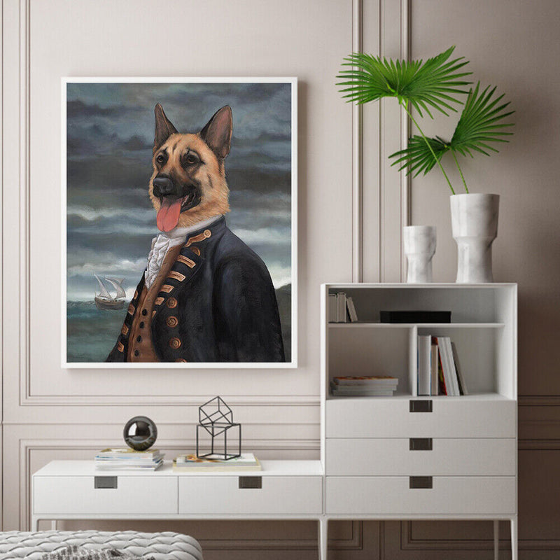Gentleman Dog Oil Paint By Numbers Kit DIY Acrylic Painting on Canvas Framele