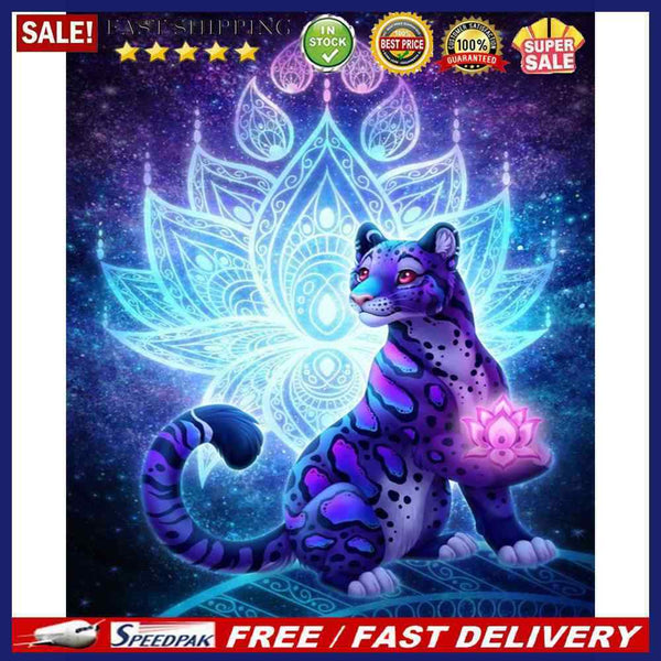 Purple Leopard Acrylic Oil Paint By Numbers Set Canvas Drawing DIY Coloring
