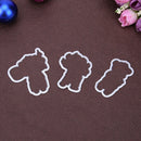 3pcs Bear Silicone Clear Stamp + Cutting Dies Stencil Frame Scrapbook Craft
