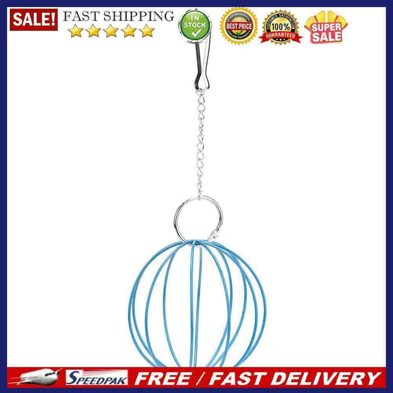 Stainless Steel Plating Pet Hay Manger Food Ball Rabbit Grass Rack (Blue)