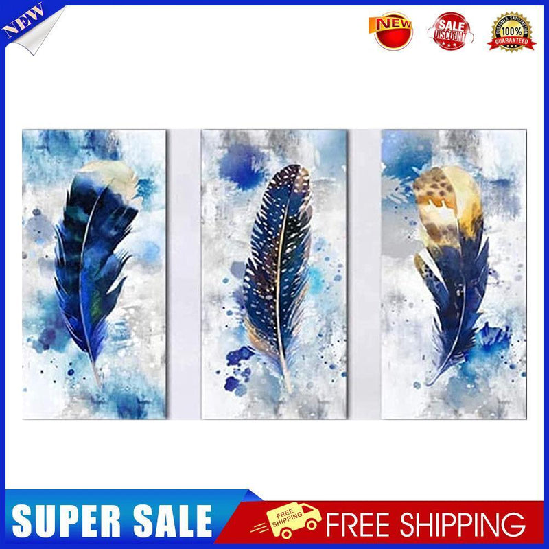 Feather Abstract 3 Panels Oil Paint By Number Canvas DIY Picture Decoration