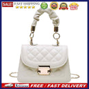 Women Pleated Tote Shoulder Bag Lattice Pattern PU Chain Lady Crossbody Handbag