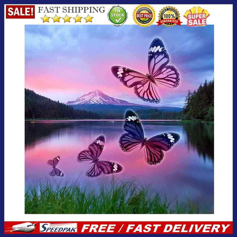 5D DIY Butterflies Full Round Drill Mosaic Diamond Painting Rhinestone Art Cr