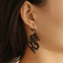 1 Pair Hip Hop Dragon Women Ear Stud Acrylic Exaggerated Earrings (Black) Newly