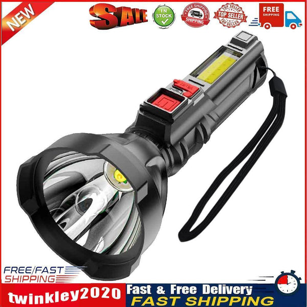 USB Rechargeable LED COB Flashlight Waterproof Portable Torch Searchlight Newly