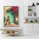 Unframed Flowers in Front of the Door Oil Painting Picture By Numbers Craft