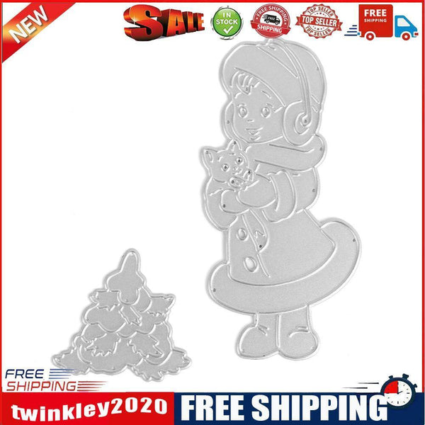 Girl Cat DIY Metal Cutting Dies Stencils Scrapbooking Embossing Craft-16532