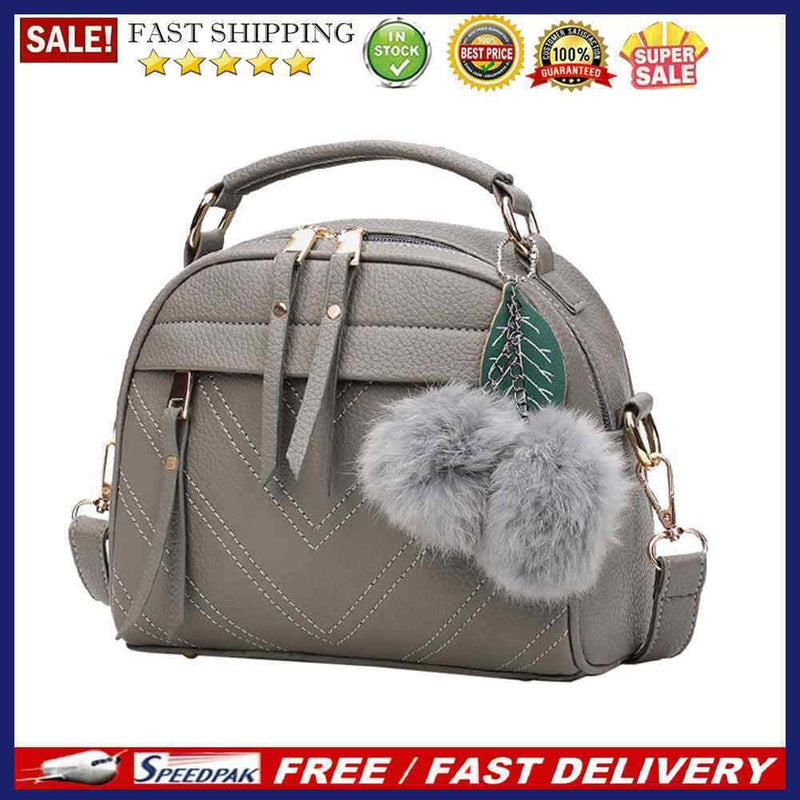 Women Messenger Handbag Shoulder Bag PU Leather Satchel Sling Bag/Grey