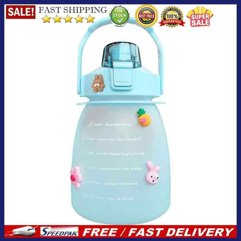 Water Bottle - Cute Belly Bottles Water Jug with Time Marker 1.3L (Green)
