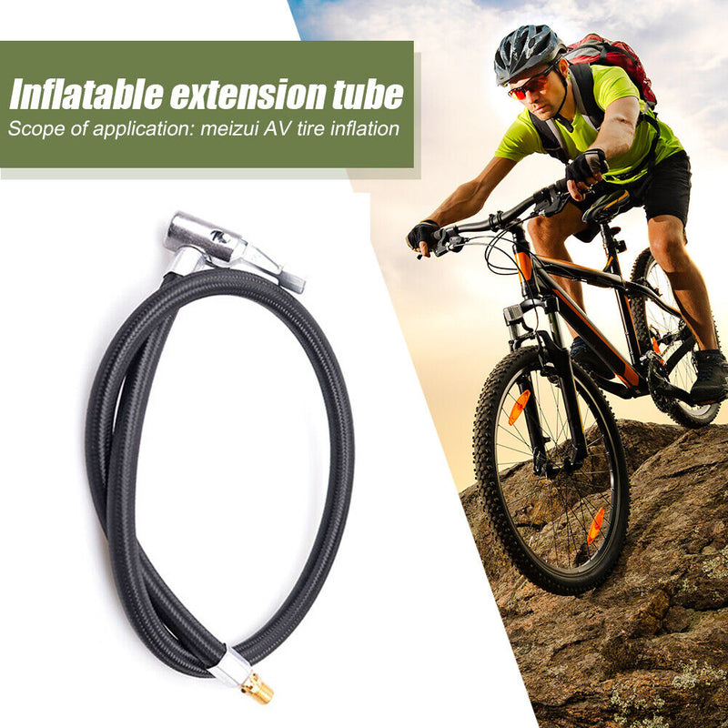 Motorcycle Bike Tyre Inflator Hose Air Pump Extension Tube Adapter (60cm) Newly