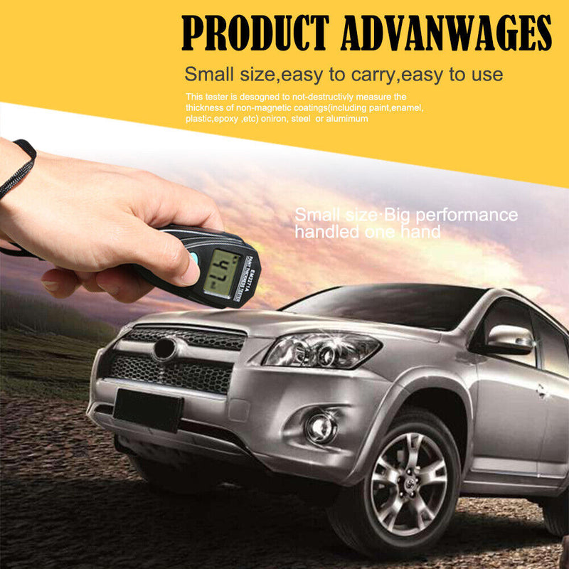 Digital Mini Car Paint Tester Coating Thickness Gauge Meter Tools Fe/NFe 0.1-2mm