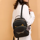 Teenagers Backpack Leather School Bags Girl Cartoon Square Satchel (Black)