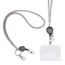 ID Card Lanyard 2 Pieces Card Holder with Crystal Strap Lanyard (Grey)