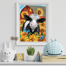 5D DIY Diamond Drawing Kits Full Round Drill Sunflower Cow Wall Decor (B5079)