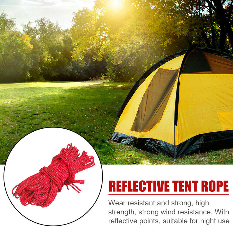 Camp Accessories 4mm Reflective Tent Paracord Rope Outdoor Hiking Canopy La