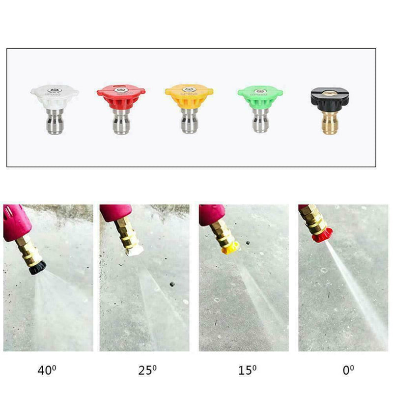 5 pcs Pressure Washer Spray Tips Nozzles High Power Kit Set 1/4" C8T5 Quick W1P2