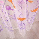 Flowers Print Translucent Curtains Windows Decor Tulle Sheer Drapes Purple