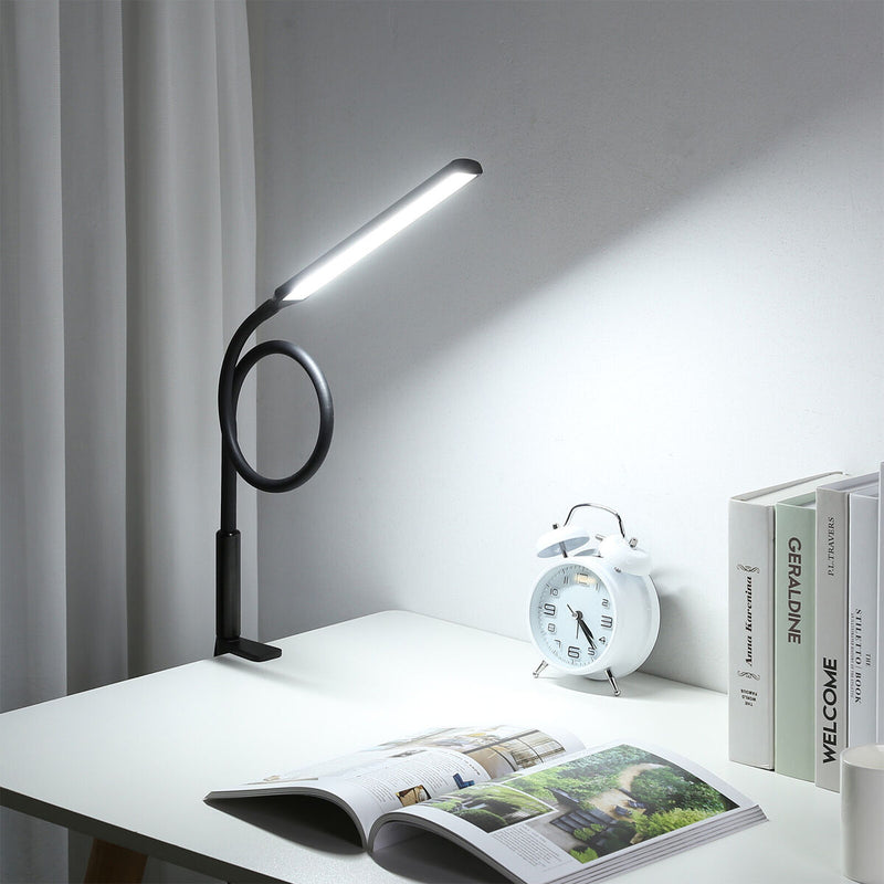 Desk Lamp with Clamp, Dimmable, Flexible Gooseneck Light for Study (Black) Newly