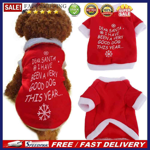 Dog Cat Pet Clothes Word Print Red T-shirt Xmas Pullover Coat  S Size Hot