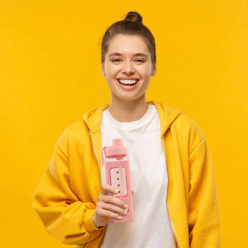 700ml Water Bottle for Sports Straw Cup Leakproof Drinking Bottles (Pink) Newly