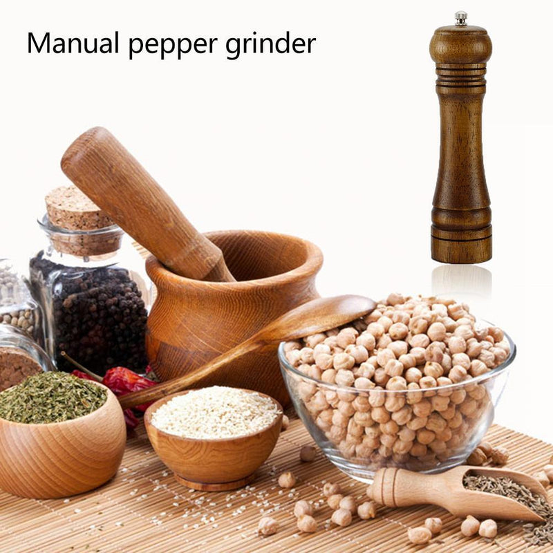 Ceramic Core Solid Wood Manual Grinder Salt Pepper Mill Spice Jar (8inch)