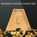 Creative Saving Box 26 English Alphabet Wooden Money Storage Box Jar (A) Newly