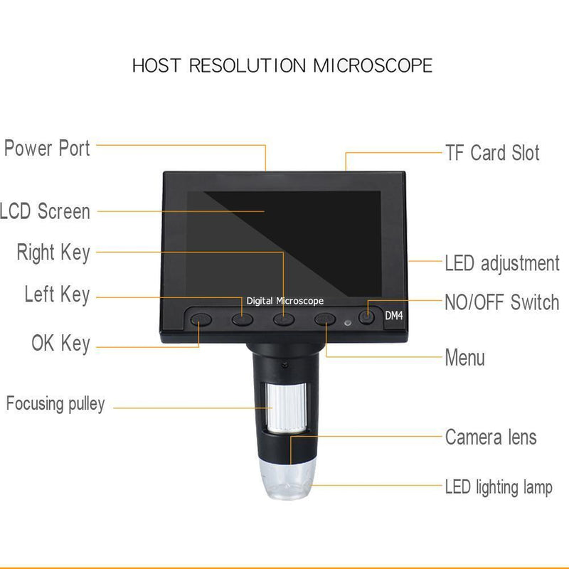 4.3inch LCD 1000X Desktop 8LED Digital MicroScope 2MP 720P Camera w/Stand Newly