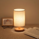 Bedside Table Lamp, Dimmable USB LED Light with Fabric Shade Wood Base (A) Newly