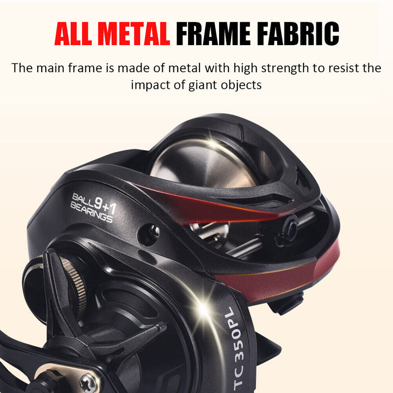 Metal Baitcasting Reel 16kg Max Drag 6.3/1 9+1BB High Speed Saltwater Fish Wheel