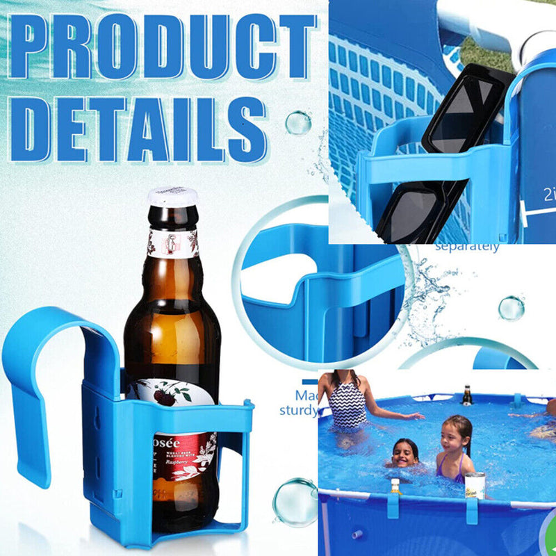 #A 2/4Pcs Plastic Water Cup Hanging Holder Hook Swimming Pool Side Drinks Beer