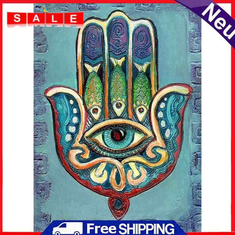 5D DIY Full Drill Round Shape Palm Eyes Rhinestone Diamond Drawing Decoration