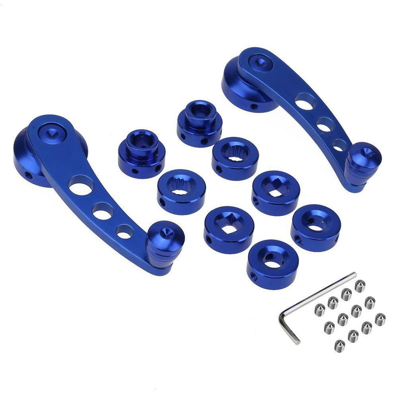 2pcs Aluminum Alloy Car Window Handle Winder Riser Replacement(Blue) Newly
