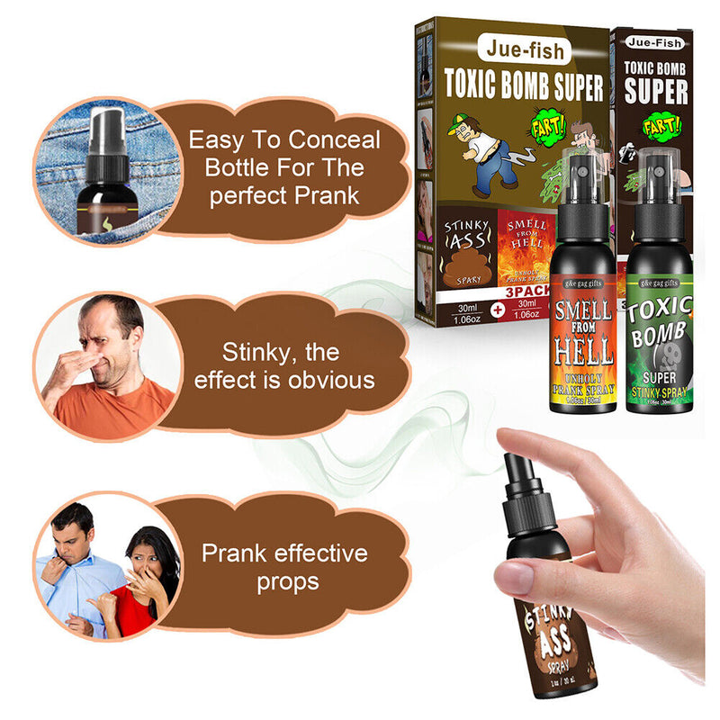 3x Stinky Prank Liquid Tricky Bomb Smell Fart Spray Halloween Entertainment