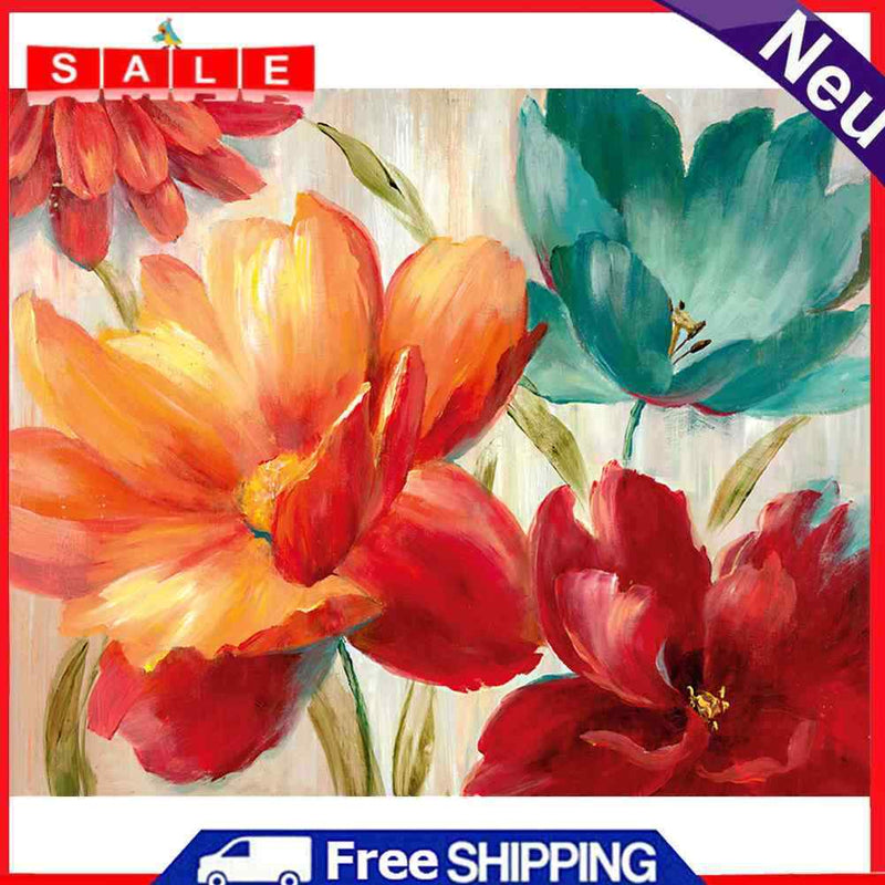 Color Flower Oil Paint By Numbers DIY Acrylic Painting on Canvas Frameless Kit