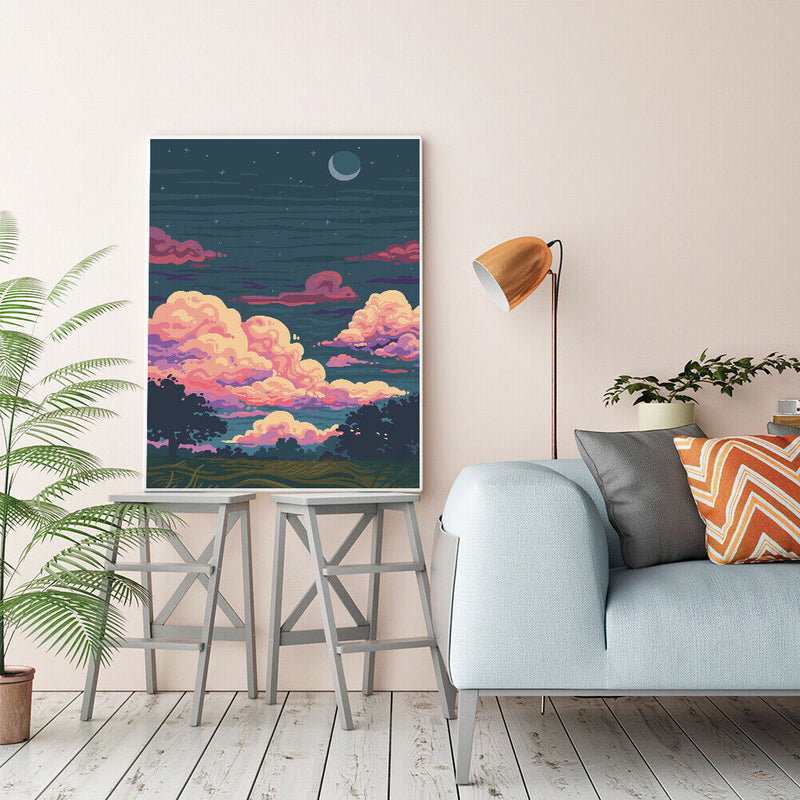 40x50cm Oil Paint By Numbers Pink Clouds Frameless Picture Craft Home Decorative