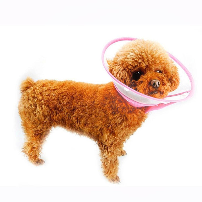 Dog Wound Recovery Cover Pet Anti-Bite Lick Medical Cone Collar (Pink M) Newly