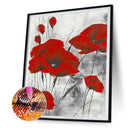 DIY Diamond Painting Red Flower Full Round Drill Rhinestone Home Decorations