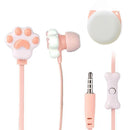 Earphone Cute Cartoon Cat Paw with Rotate Earphone Case 3.5mm In-ear Earphone