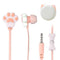 Earphone Cute Cartoon Cat Paw with Rotate Earphone Case 3.5mm In-ear Earphone