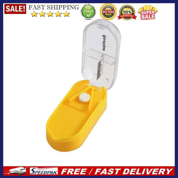 Rectangular Medicine Splitter Box Pill Dispenser Storage Case Tablets Cutter