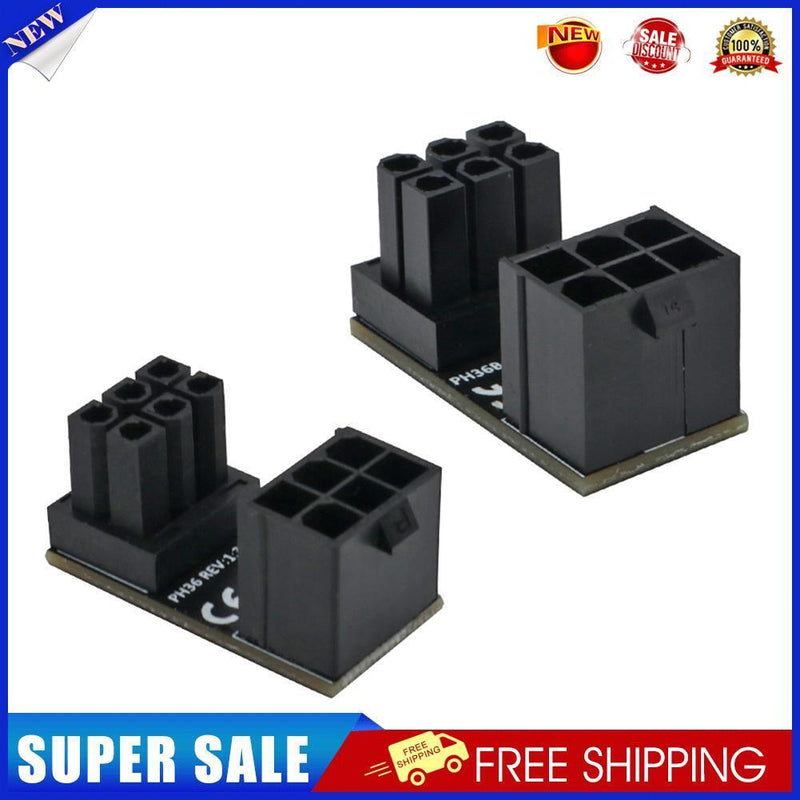 2x 180 Degree Angled Connector Graphics Card ATX 6 Pin Power Supply Adapter