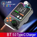 Car Bluetooth 5.0 FM Transmitter Quick Charge Large Microphone One Key Bass
