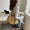 Fashion Woven Hollow Handbag Women Large Capacity Shoulder Bag Portable Totes
