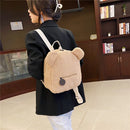 Cartoon Female Fleece Backpack Cute Bear Shaped Kids Daily School Shoulder Bags