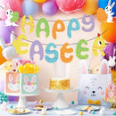Bunting Happy Easter Decor Easter Day Banners Bunny Eggs Paper Hanging Flags