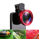 2 in 1 Lens Universal Clip 37mm Cell Phone Lens 0.45x 49UV HD Lens (Red) Newly