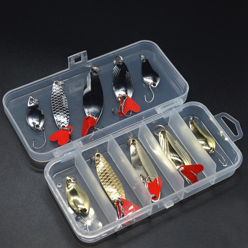 10pcs/pack Fishing Lures Spoon Bait Set Metal Hard Bait Lure Kit with Box