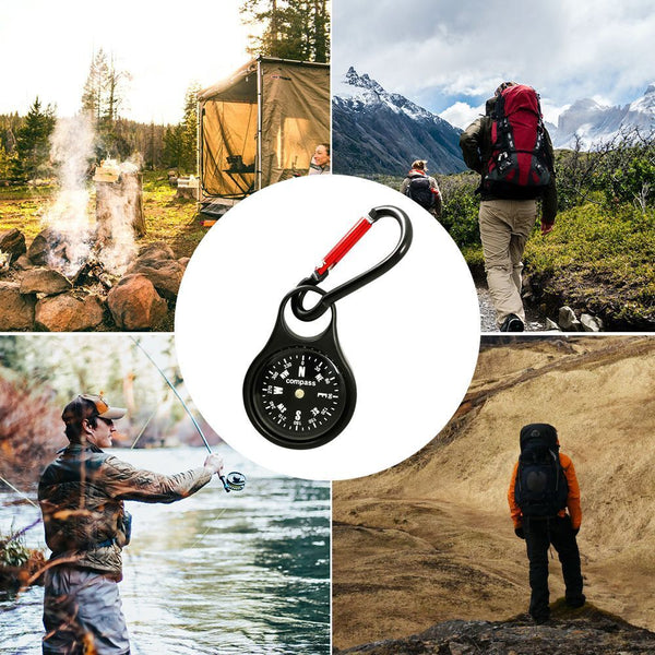 Zinc Alloy Camping Portable Key Ring Hook Hanging Buckle Compass Carabiners